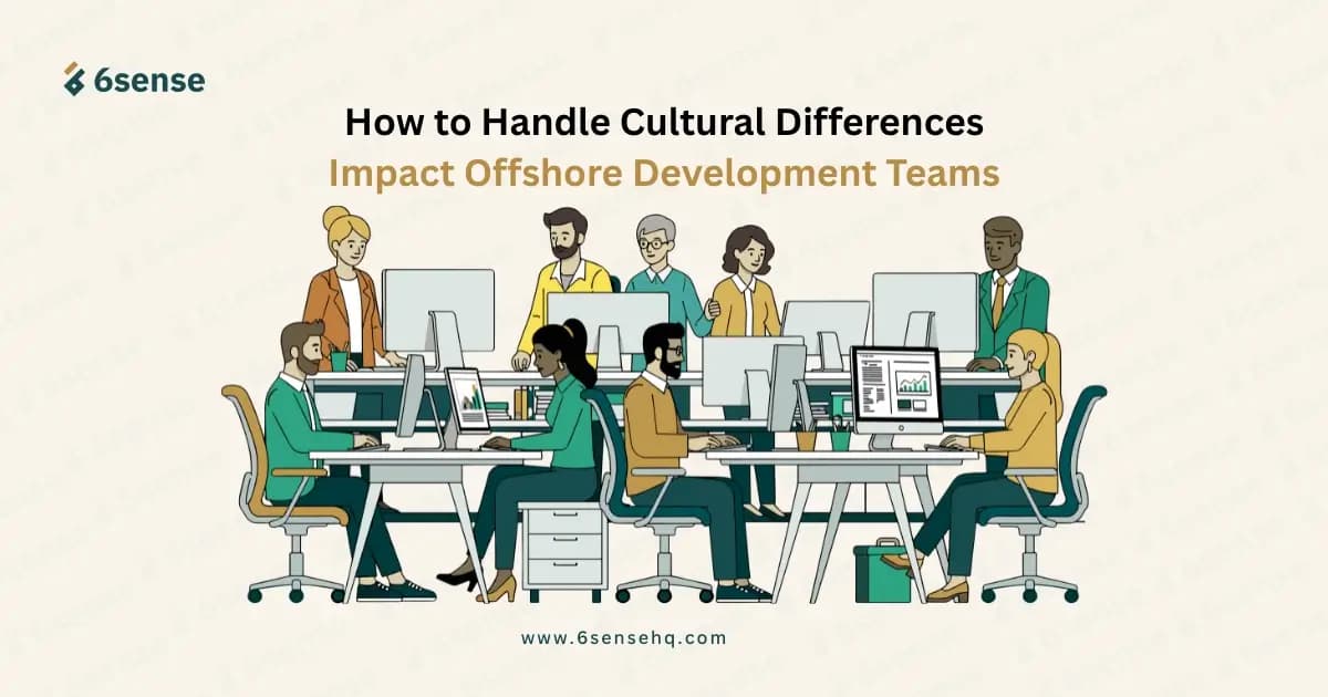 visual guide on managing cultural differences to enhance teamwork in offshore development environments.